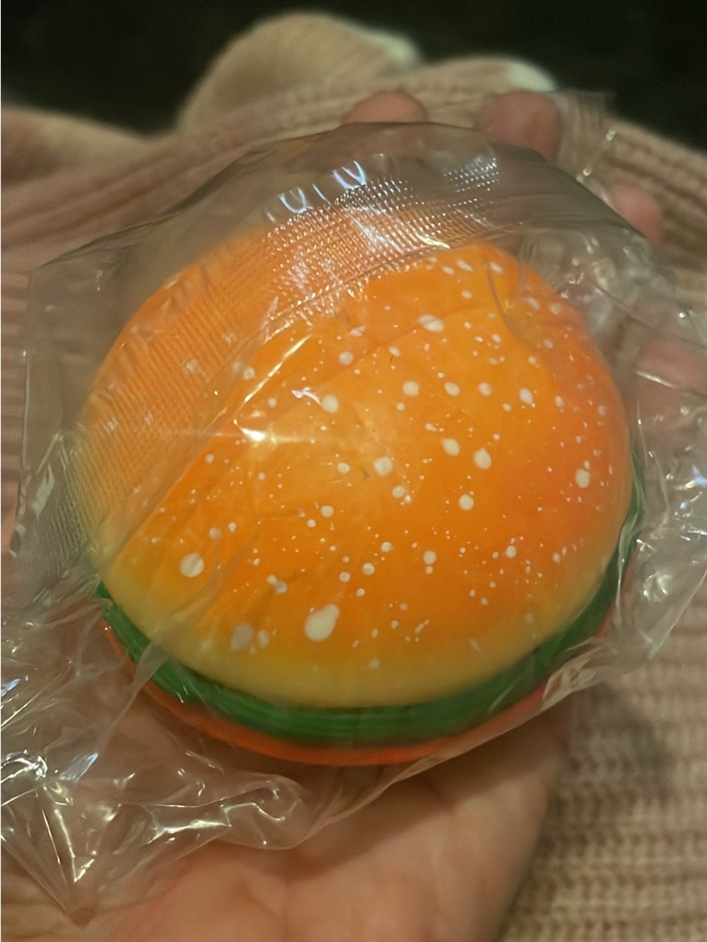 Squishy Novelty Burger Stress Toy - Orange & Green